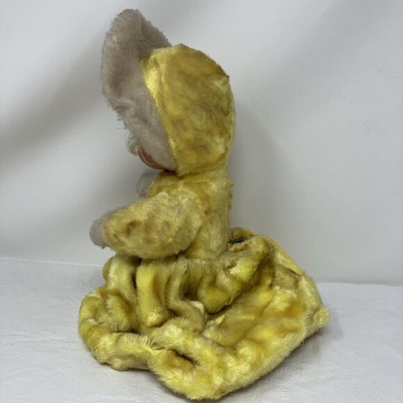 Rubber Face Baby Doll Girl Yellow Pajama Bag Keeper Vintage Collectible - Picture 5 of 11